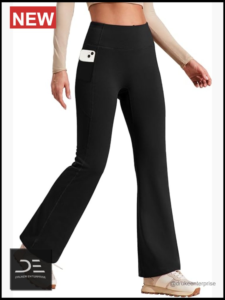 Fleece Lined High Waist Flare Yoga Pants With Pockets For Winter